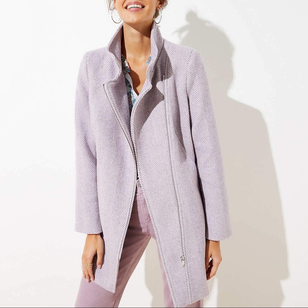 LOFT Assymetric lilac moto coat